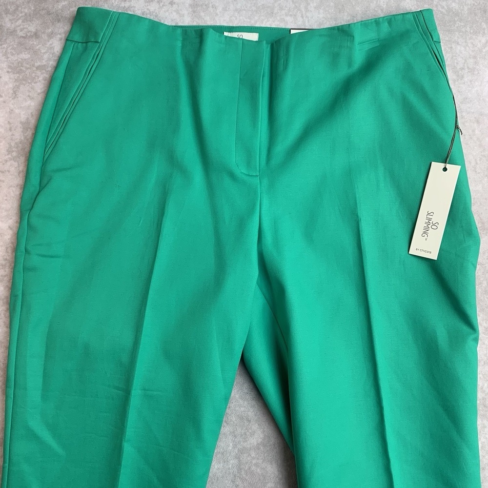 Chico's So Slimming Smooth Stretch Crop Pants Size 2 Green Zip NWT